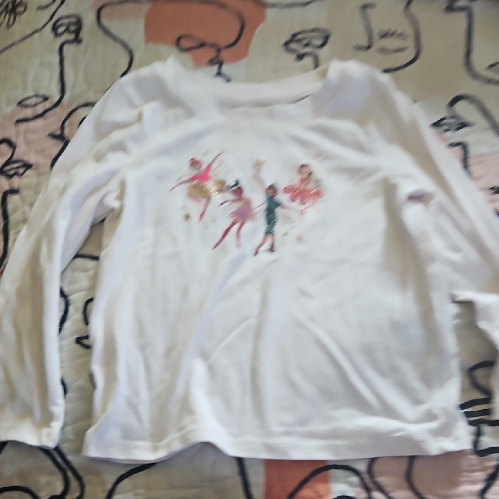 Cat & Jack White Long Sleeve Shirt with Ballet Dancer Design